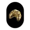 Croissant - Brood - Goud - Zwart Wandcirkel Ovaal Glas middel -3d