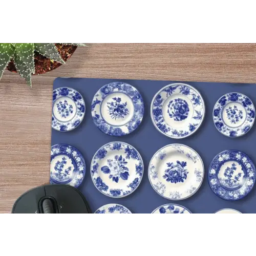Borden - Floraal - Blauw muismat rubber klein 262 -closeup