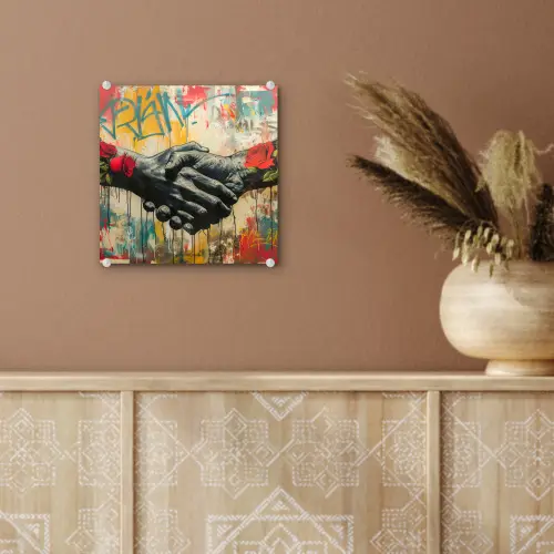 Graffiti - Rozen - Handen - Street art - Banksy plexiglas 5mm klein -sfeer5