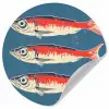 Vissen - Rood - Blauw Wandcirkel behangsticker klein -3d