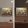 Bloemen - Verf - Kunst - Modern Light Box met batterij (Wandlamp) middel -sfeer3