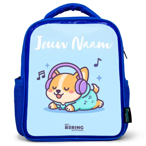 Kawai - Hond - Muziek Kinderrugzak - Blauw middel -3d