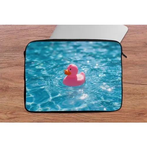 Badeend - Dobberend - Roze laptophoes neopreen klein -tafel