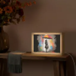 Meisje - Kunst - Paraplu - Graffiti - Kleuren - Muur Light Box met kabel (Tafellamp) klein -sfeer4
