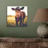 Koe - Zonsondergang - Bloemen - Gras - Dieren aluminium wit klein -sfeer2