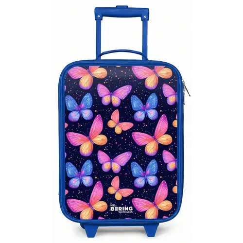 Kleurrijke vlinders in roze en blauw Kinderkoffer - Blauw klein -zz3dotto