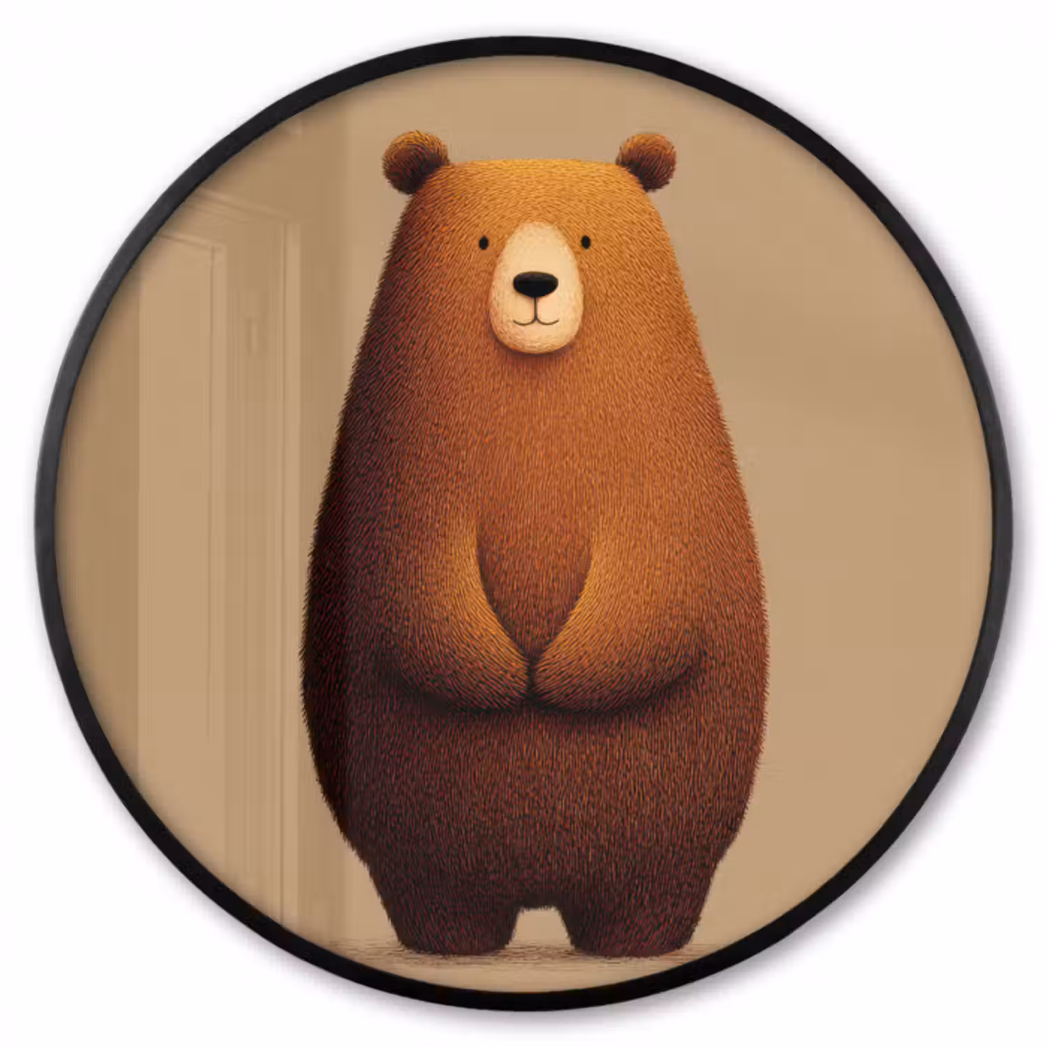 Poster im Rahmen Rund - Bär - Minimalistisch - Braun