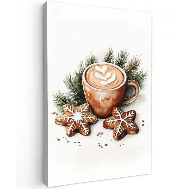 Koffie - Koek - Winter - Art - Kerst Tuinposter op houten frame 2 cm dik middel -3d
