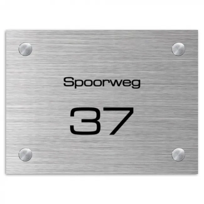 Metaal - Modern Naambord Rechthoek middel -3d