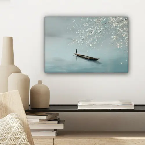 Bloesems - Minimalistisch - Wateroppervlak - Boot canvas 2cm klein -sfeer6