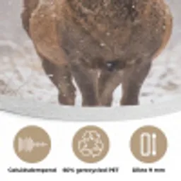 Edelhert - Bos - Sneeuw - Winter - Majestueus Akoestische PET Vilt - Rond klein -closeup_NL