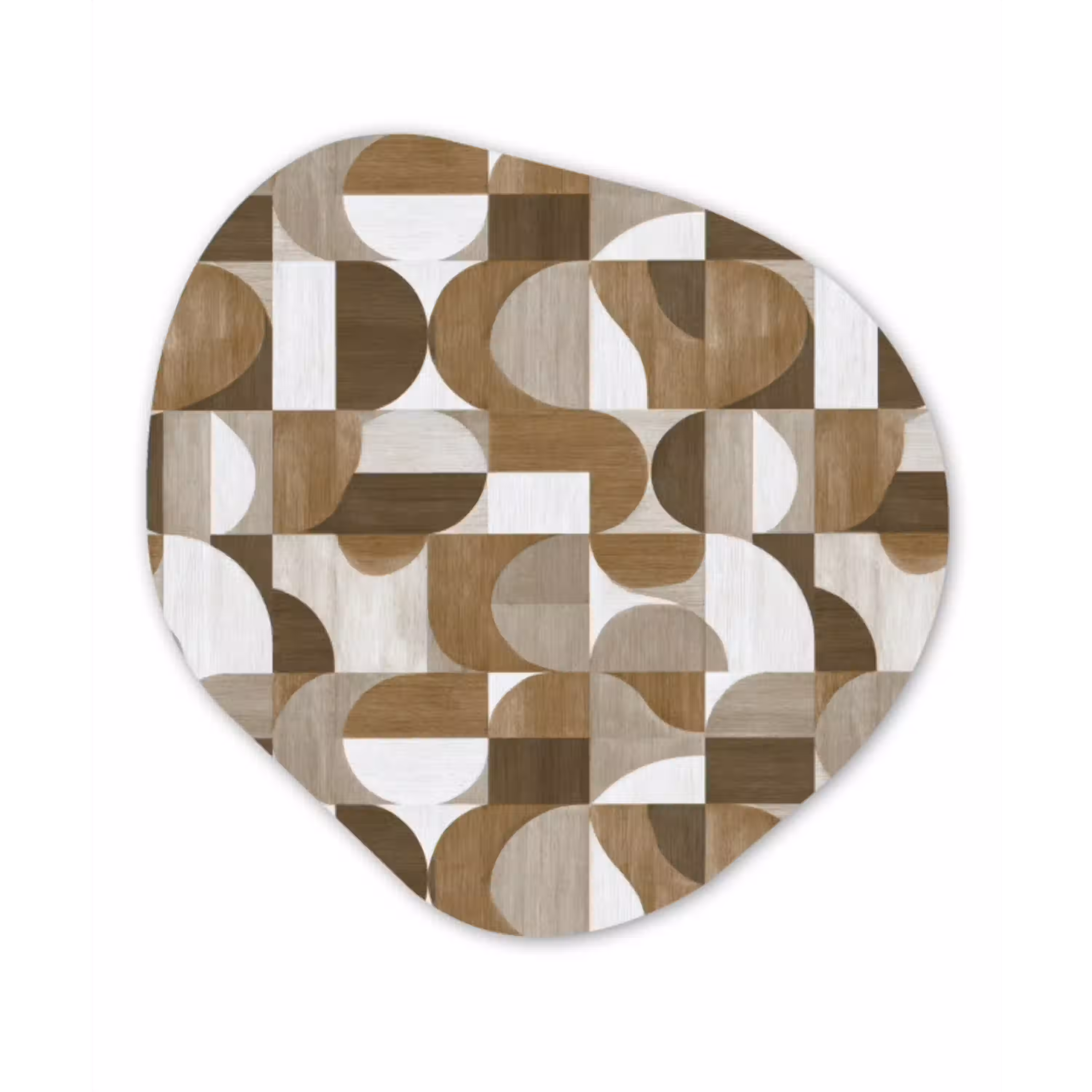 Abstract - Retro - Bruin Wandcirkel Organisch Forex 3mm klein 629 -3d