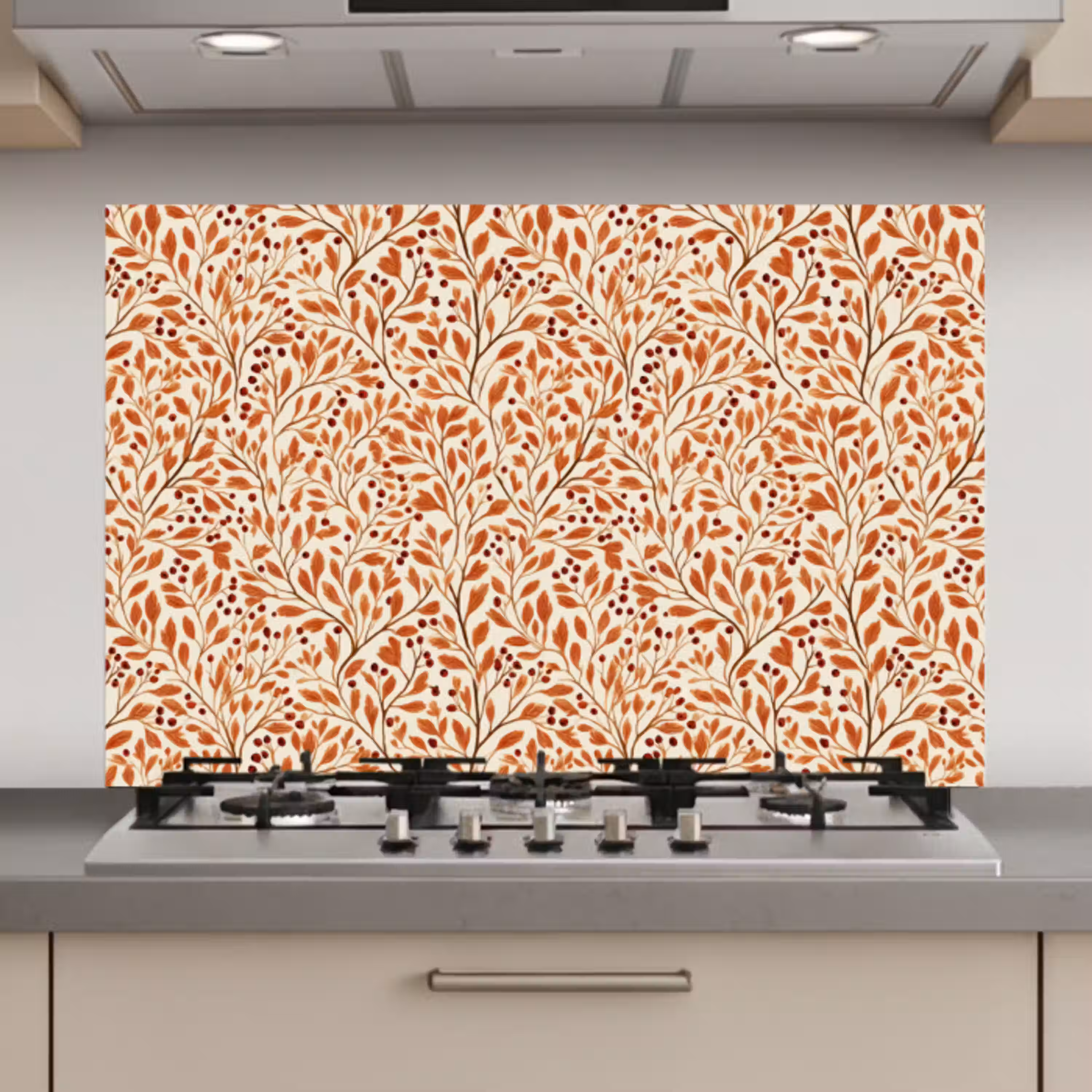 Bladeren - Botanisch  - Terracotta keuken achterwand spatscherm klein 900 -3d_website