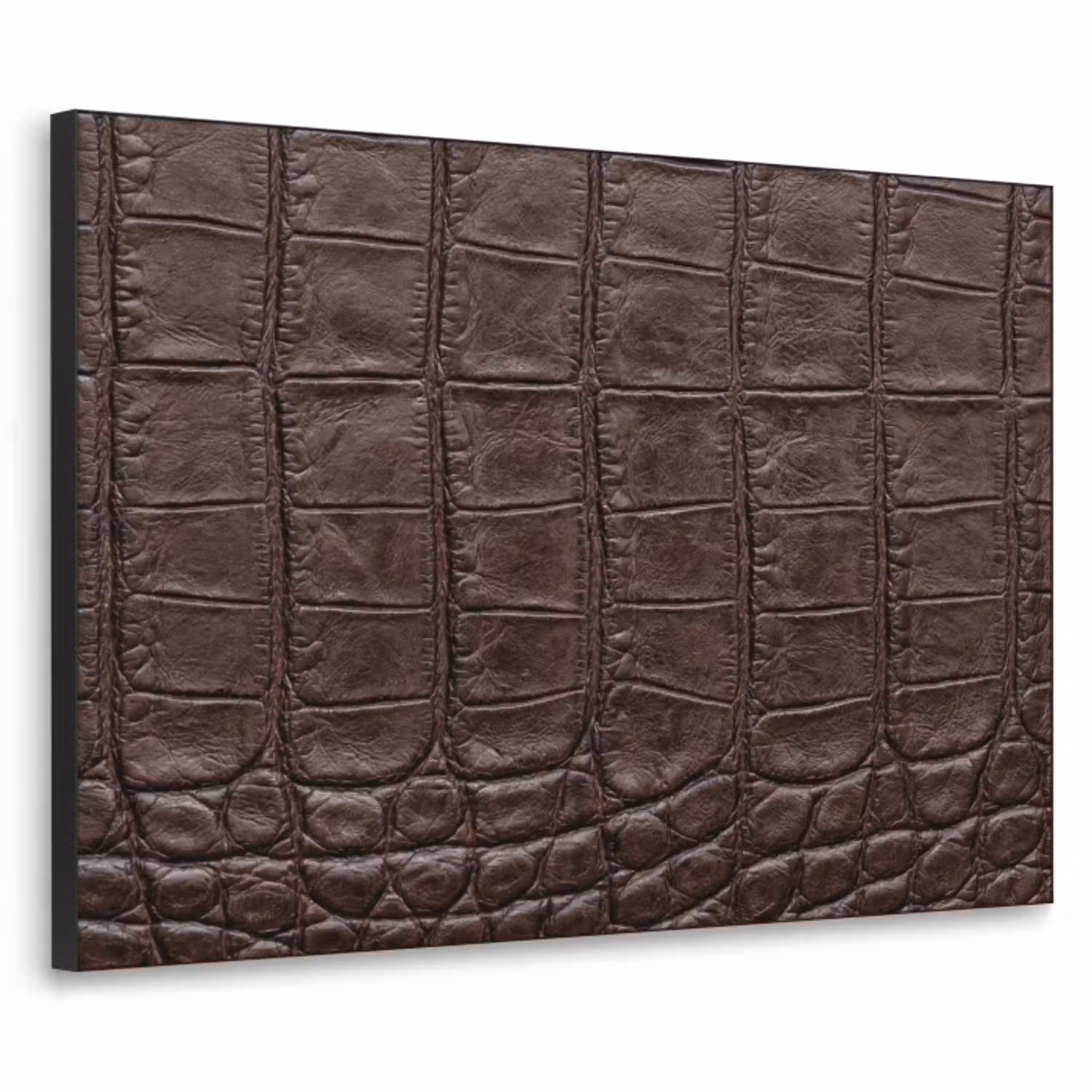 Krokodil - Leer - Bruin Textielframe zwart klein -3d