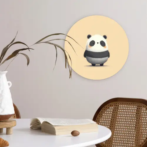 Panda - Beige - Minimalistisch Wandcirkel kunststof plaat 5mm dik klein -sfeer4