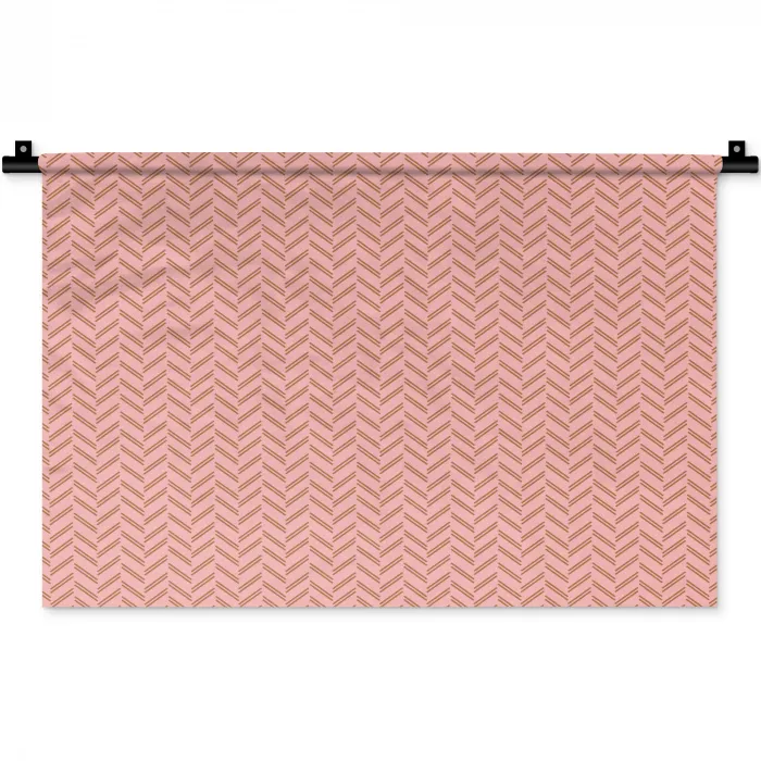 Plaid - Patroon - Visgraad - Roze Wandkleed katoen klein 269 -zz3d