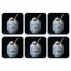 Kokosnoot - Eten - Delfts blauw - Drinken onderzetter kurk middel -3d