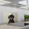 Kokskleding - Zwart - Hondje keuken achterwand spatscherm klein -3d_schuin