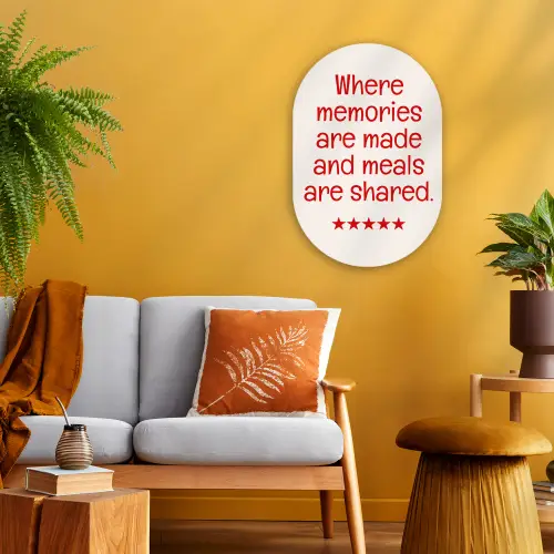 Quote - Sterren - Rood - Memories Wandcirkel Ovaal Forex klein -sfeer4