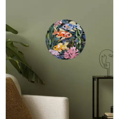 Vissen - Koraal - Zee - Mozaïek Wandcirkel behangsticker klein -sfeer2