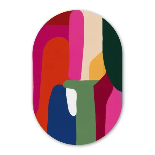 Kleurvakken - Recht - Rond - Abstract Wandcirkel Ovaal Forex klein -3d