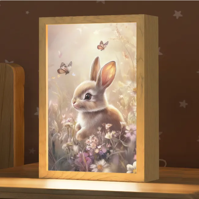 Kids’ Night Light - Bunny - Brown - Flowers - Butterflies