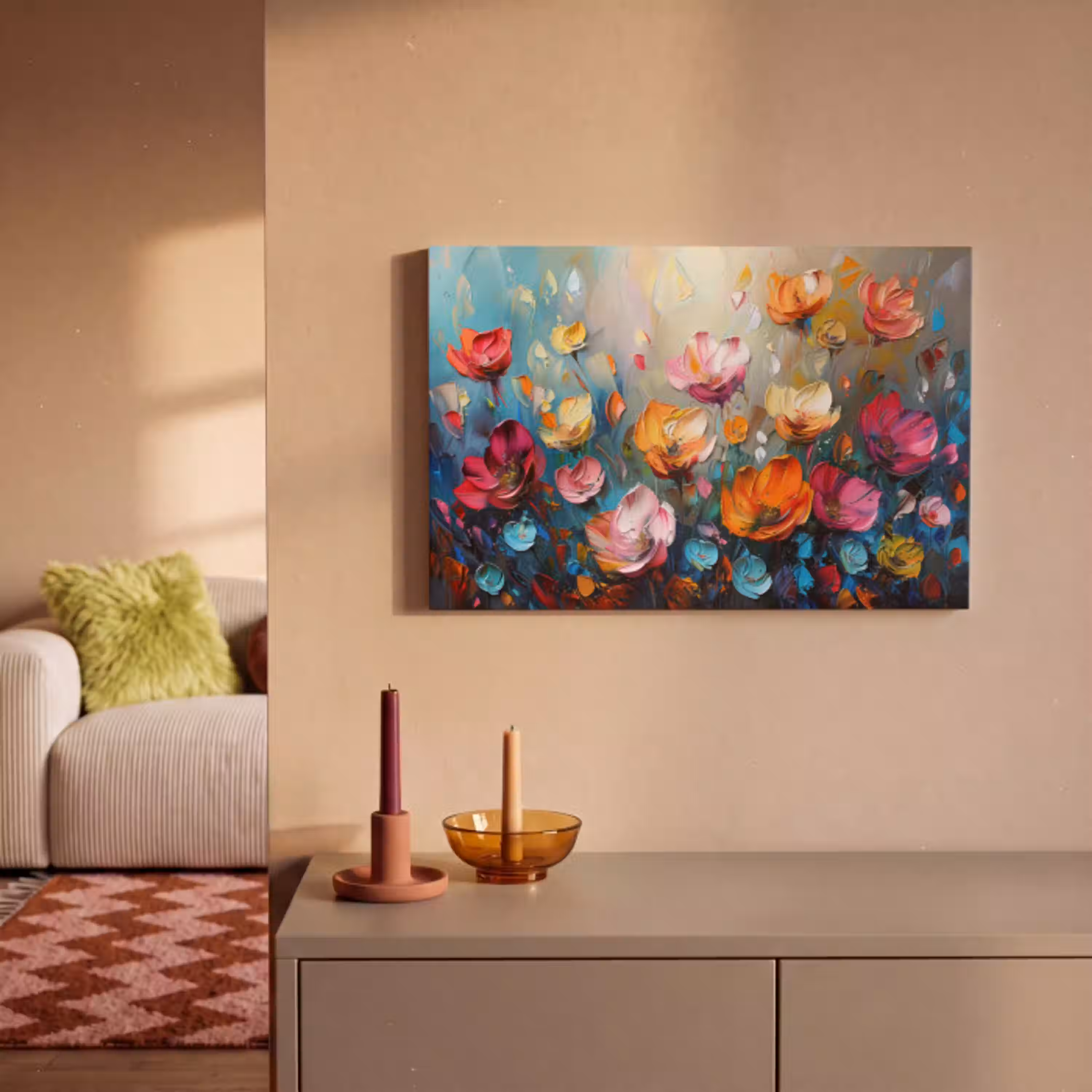 Klaprozen - Bloemen - Kunst - Botanisch canvas 2cm klein -sfeer1