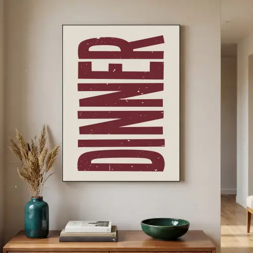 Eten - Decoratie - Rood - Vintage Textielframe zwart klein -sfeer1