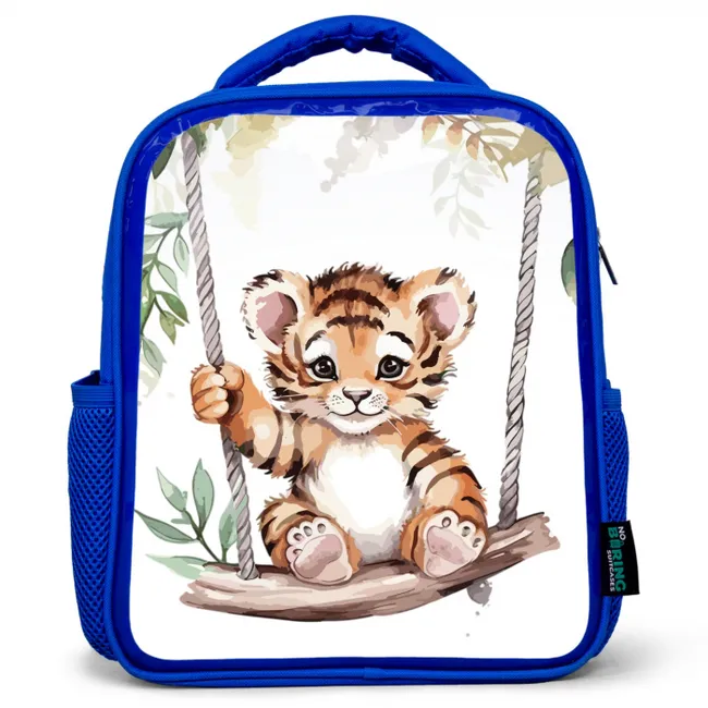 Tijger - Dier - Kinderen - Jungle Kinderrugzak - Blauw middel -3d