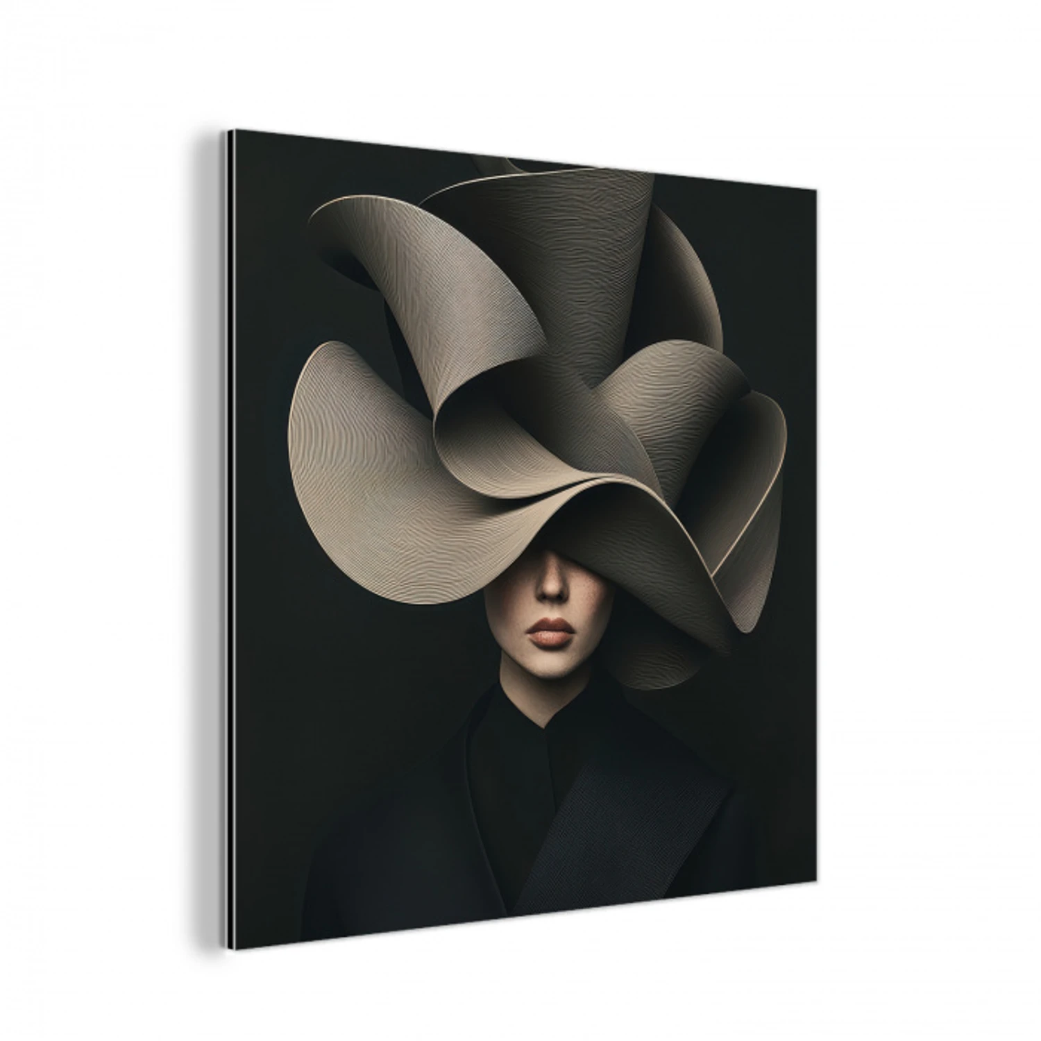 Zwarte - Hoed - Vrouw aluminium wit klein -3d