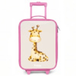 Liggende giraffe illustratie op beige achtergrond Kinderkoffer - Roze klein -3d