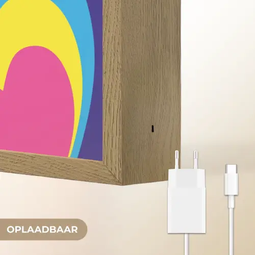 Hartjes - Kleurrijk - Valentijn Light Box met batterij (Wandlamp) middel -USP_websiteoplaadbaarNL
