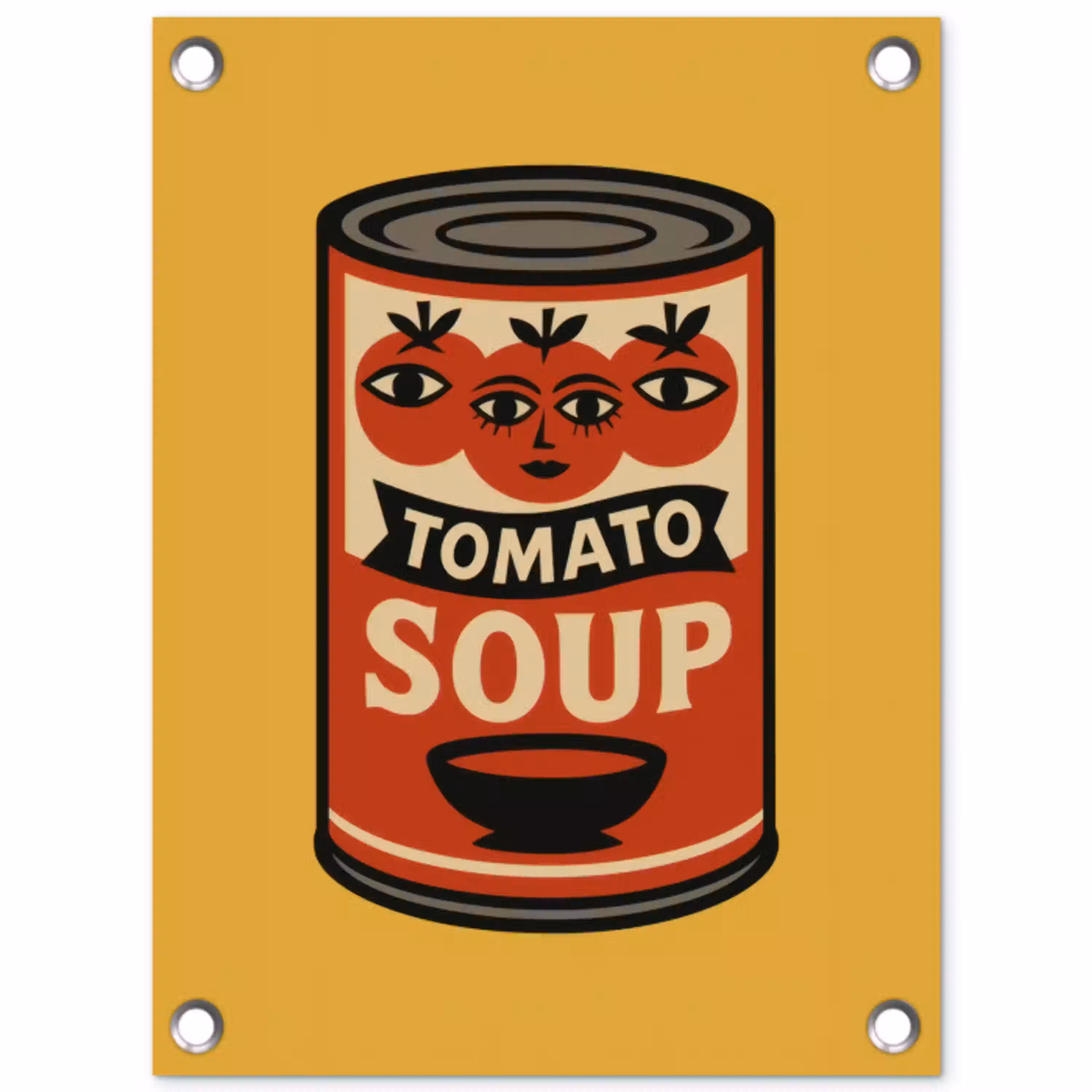 Tomatensoep - Gezichtje - Illustratie - Rood tuinposter los doek klein -3d