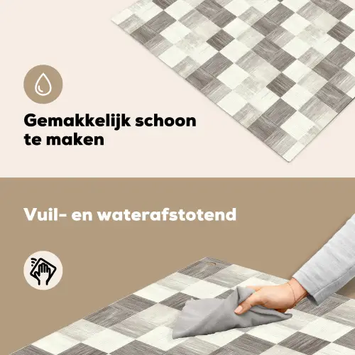 Patroon - Dambord - Houtnerf Inductie beschemer met haakjes klein 777 -ky-schoon-nl
