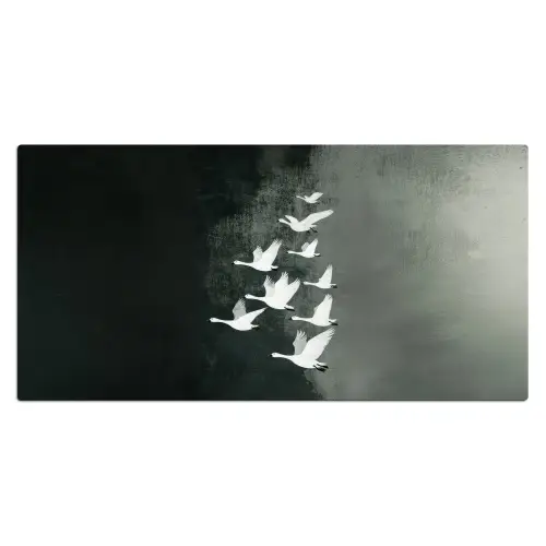 Vogel - Japandi - Groen Muismat XXL klein -3d_leeg