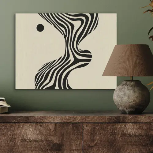 Beige - Lijnen - Golvend -  Abstract PET vilt klein -sfeer2