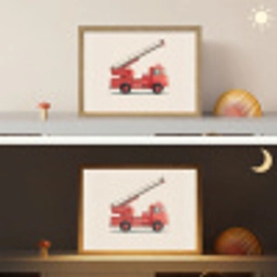 Illustratie - Brandweer - Rood - Minimalistisch Light Box met batterij (Wandlamp kind) middel -sfeer3_kind