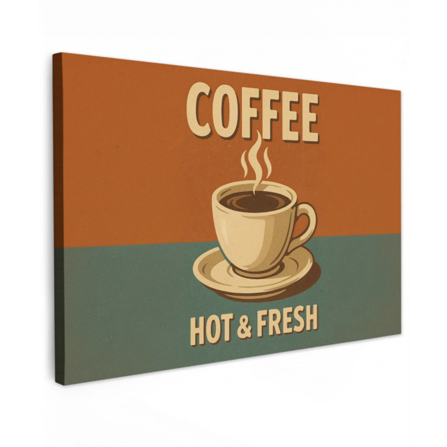 Koffie - Kop - Vintage - Quote Tuinposter op houten frame 2 cm dik klein -3d