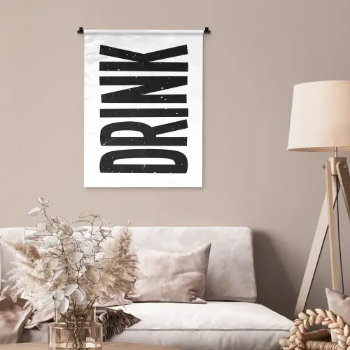 Drink - Zwart - Wit - Decoratie Wandkleed katoen klein -sfeer4