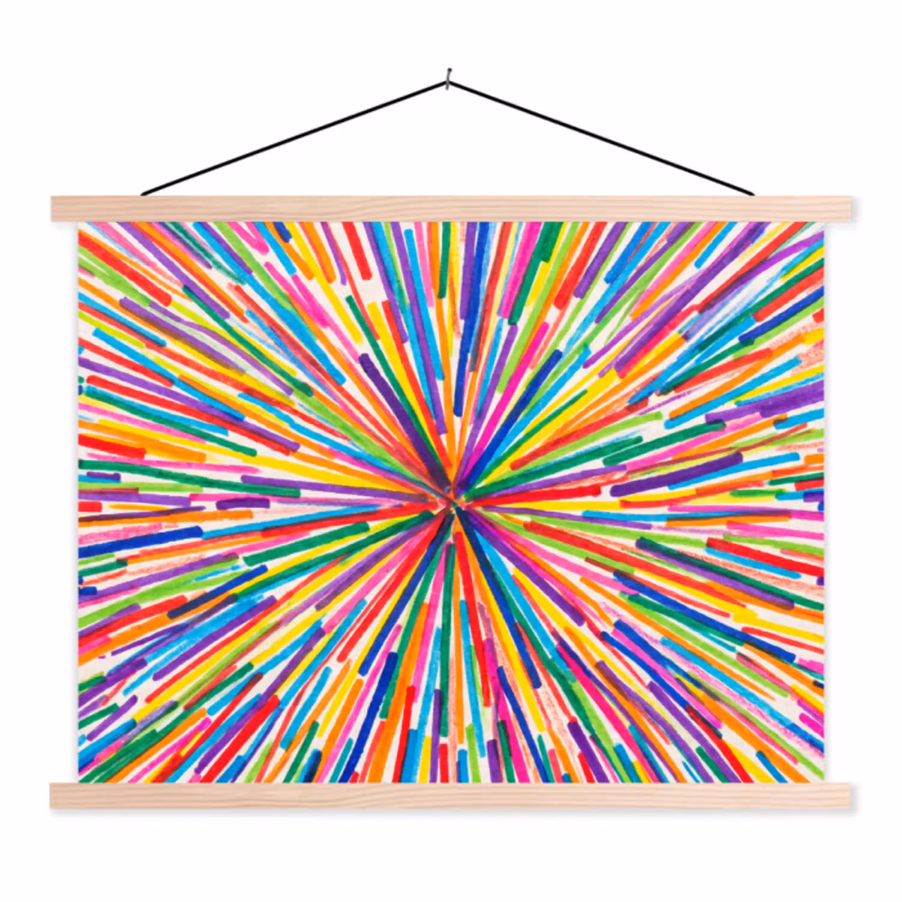 Lijnen - Kleurrijk - Abstract textielposter latten blank klein -3d