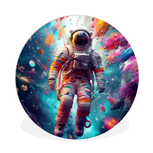 Neon - Meteoriet - Neon - Astronaut Wandcirkel kunststof plaat 5mm dik klein -3d