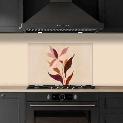 Bloemen - Blaadjes - Minimalistisch - Roze keuken achterwand spatscherm klein -sfeer1