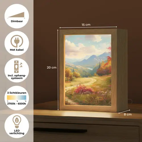 Landschap - Illustratie - Natuur Light Box met kabel (Tafellamp) klein -USP_NL