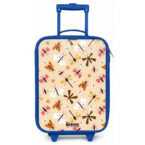 Insectenpatroon in bruin, roze en oranje op beige achtergrond Kinderkoffer - Blauw klein -zz3dotto