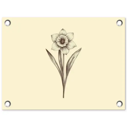 Zwart - Narcis - Illustratie tuinposter los doek klein -3d