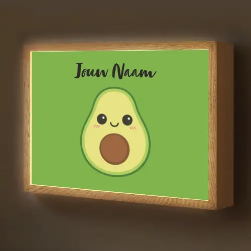 Avocado - Groen - Pit - Gezichtje Light Box met batterij (Wandlamp kind) middel -z3d_website