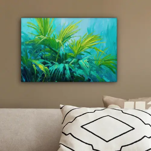 Bladeren - Groen - Schilderij - Abstract canvas 2cm klein -sfeer3