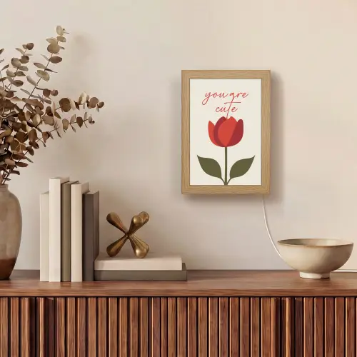 Roos - Rood - Bloem - Valentijn Light Box met kabel (Tafellamp) klein -sfeer2