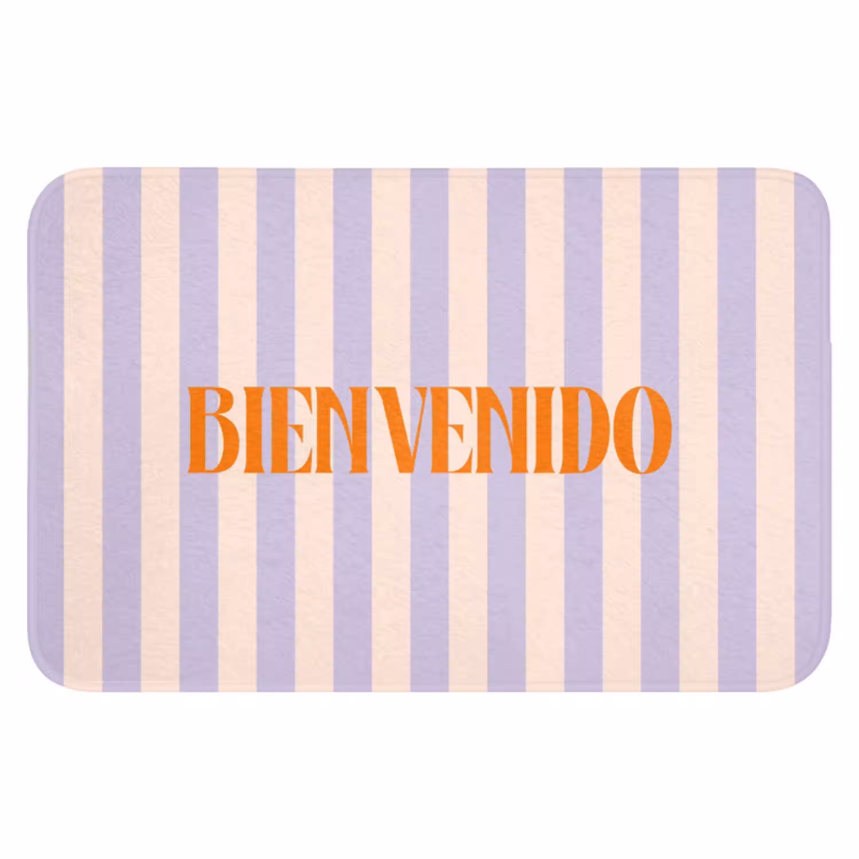 Lila - Oranje - Strepen - Bienvenido WCmat klein -3d