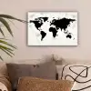 Wereldkaart - Zwart - Hout canvas 2cm klein -sfeer1